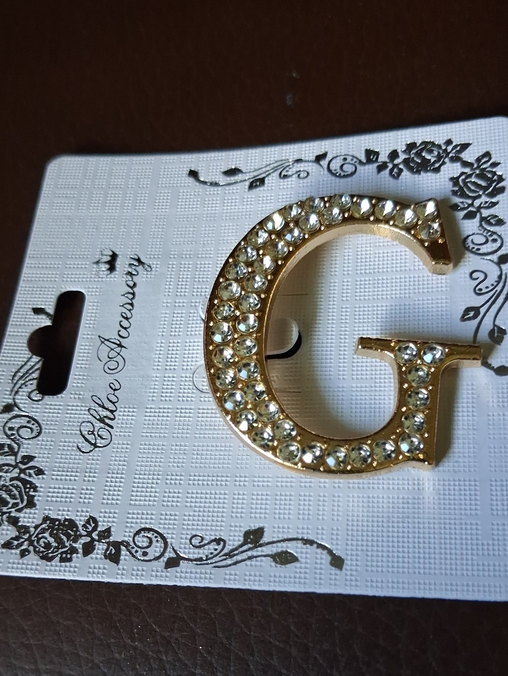 Gold Crystal Letter G Brooch by